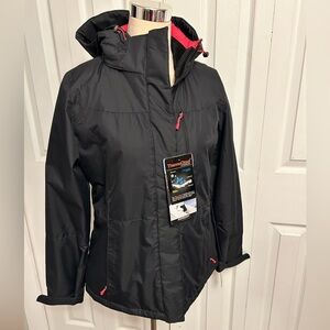 ZeroXposur Women's Small Black Winter Jacket Hood Neck Warmer  NWT THERMOCLOUD